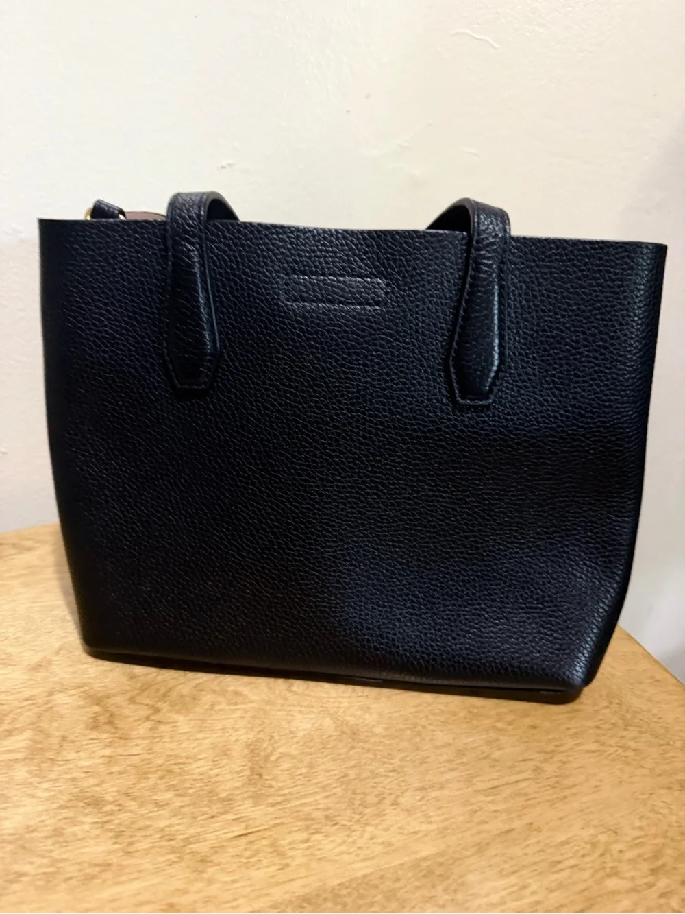 Tory Burch Black Pebbled Leather Tote with Matching Wallet Set